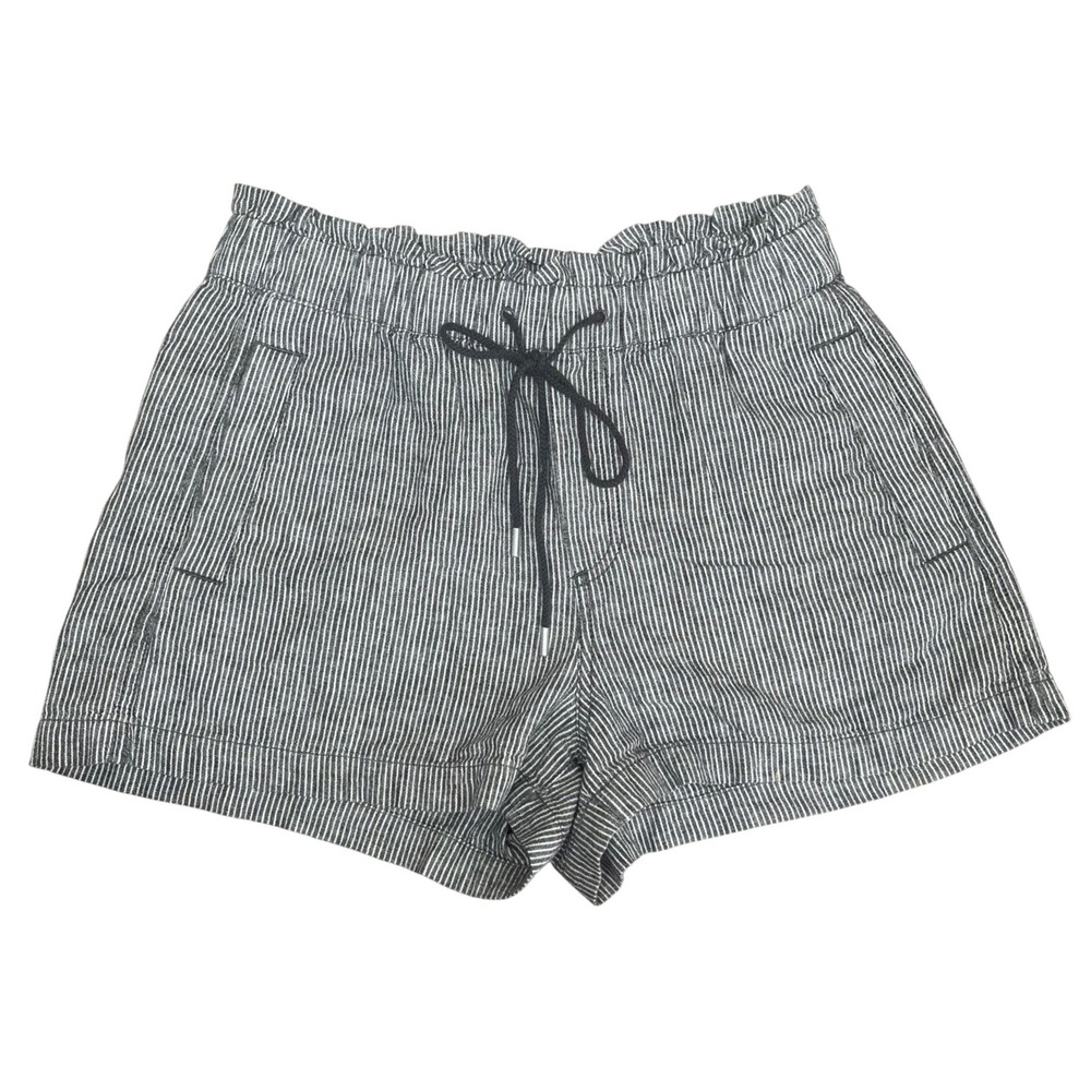 LOFT Linen Cotton Striped Shorts Womens Small Petite Grey White Excellent